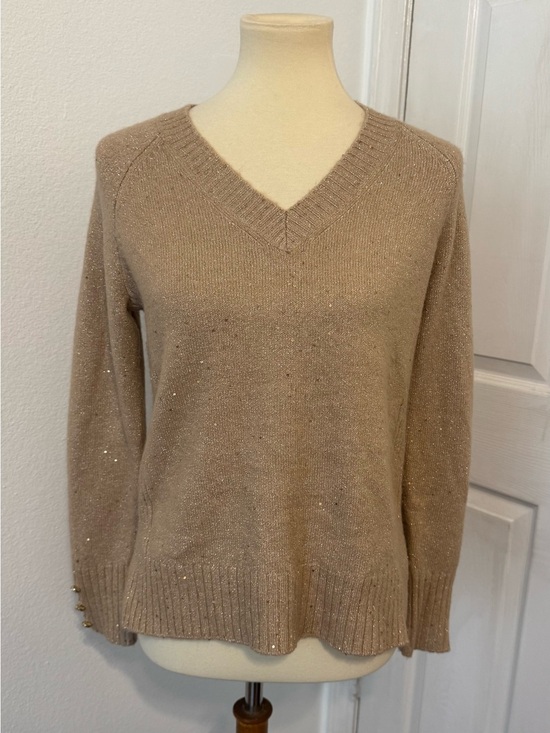 Lilly Pulitzer Sweaters - LILLY PULITZER Kaycee Sequin Knit Sweater Gold Metallic V Neck Relaxed Fit XXS
